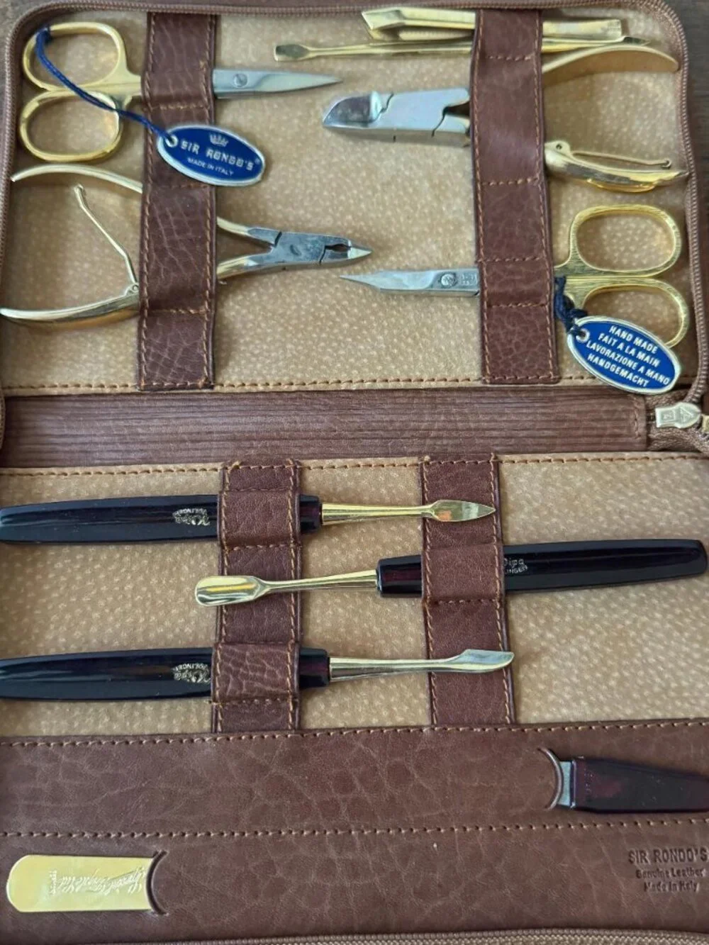 Vintage Sir Rondo’s Italian Leather Manicure Set Grooming Kit Made in Italy READ
